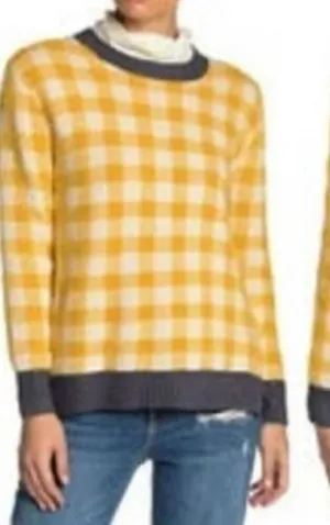 Susina yellow buffalo check cozy crewneck sweater small thumbnail 1