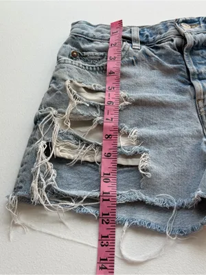 Free People Light Wash Distressed Denim Cutoff Shorts thumbnail 6