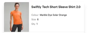 Lululemon Swiftly Tech Short Sleeve Shirt 2.0 - Marble Dye Solar Orange thumbnail 4