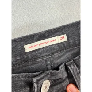 Levis Ribcage Straight Ankle Jeans Womens 28 Faded Black High Rise Button Fly thumbnail 5