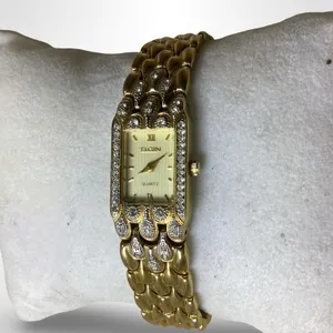Vintage ELGIN Gold Tone & Rhinestones Bracelet Watch thumbnail 4
