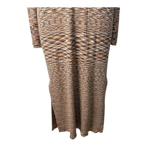 ASOS Design Space Dye‎ Knit Maxi Dress Women Size 14 Brown Long Sleeve Side Slit thumbnail 6