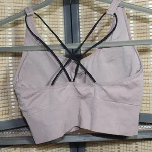 Puma Pale Pink Sports Bra with Black Crossover Double Straps thumbnail 3