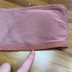 Garage One Shoulder Swim Top Womens Medium Ribbed Texture‎ Mauve Pink Swimsuit thumbnail 2