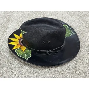 Royal Road Trading Co Hand Painted Sunflower Cowboy Hat Mexico Sombrero Size M thumbnail 5