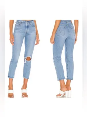 Levi’s Wedgie Straight Button Fly Distressed Jeans in Tango- Size 26 thumbnail 2