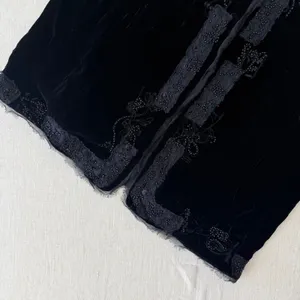 Chicos Black Silk Blend Velvet Beaded Lace Jacket Mandarin Collar Size 2‎ thumbnail 6