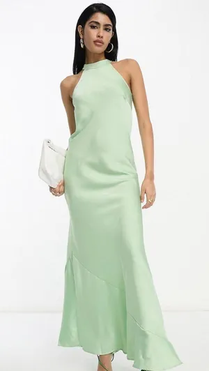 ASOS NWT Vila halterneck maxi dress in mint green. thumbnail 1