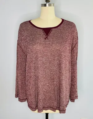 Jessica Simpson Zinfandel Ionna Ongoing Bell Sleeve Ribbed Henley Top- 2X- NWT thumbnail 1