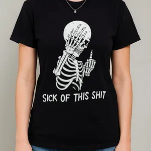 Spencers Skeloton Middle Finger Graphic Short Sleeve Tee Black Medium thumbnail 1