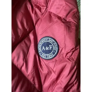 Abercrombie & Fitch Women's Small Red Quilted Puffy Parka Jacket Down Filled thumbnail 6