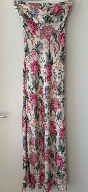 Dress Forum Floral Cowl Neck Maxi Dress in Ivory and Pink thumbnail 1