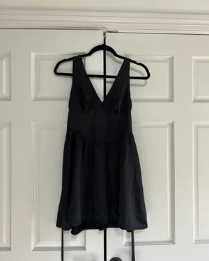 Hello Molly Silk Rain Satin Mini Dress Black thumbnail 2