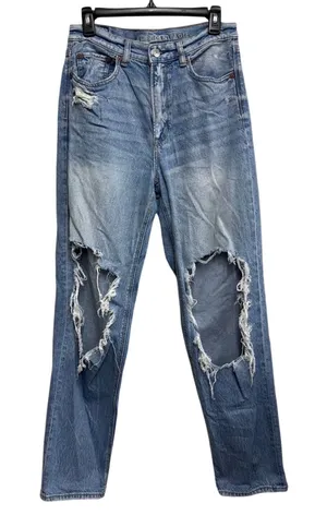 American Eagle Strigid Baggy Straight Jeans Women's 6R High Rise Distressed thumbnail 1
