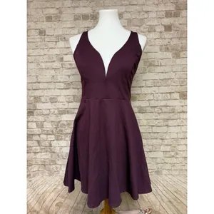 Lulus Womens Plum Believe In‎ Love Skater Open Strappy Back Dress Mini sz XL thumbnail 4