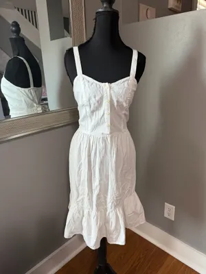 NWT Brandy Melville Tiana White Cotton Mini Dress One Size. thumbnail 3