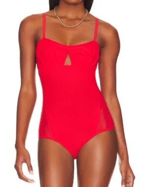 FREE PEOPLE x HAH Cut Out Bodysuit S Blood Orange Feminine Party Mesh Boho NWT thumbnail 1