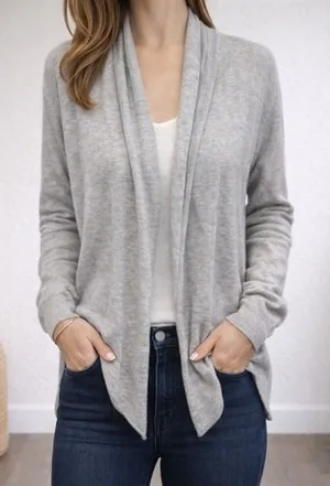 Club Monaco Grey‎ Cashmere Open Front Cardigan Elbow Patches XS/S thumbnail 1