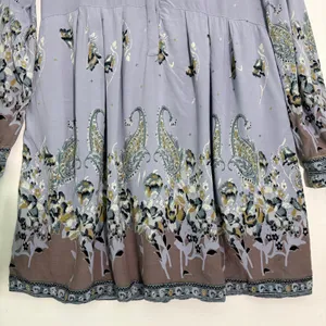 Free People Purple‎ Paisley Floral Boho Mini Dress Long Sleeve Babydoll Tunic XS thumbnail 11