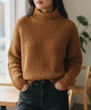 Etophe‎ Studios Women's Size Small/Medium Mock Neck Sweater Rust Brown Orange thumbnail 1