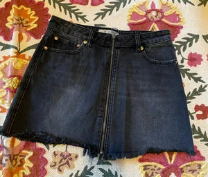 Free People Zip It Up Skirt Denim Vintage thumbnail 1