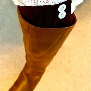Boot Socks Brown and Cream Cozy Soft & Warm with Ruffle & Button Detail thumbnail 3
