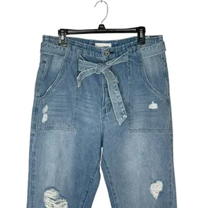 Vervet Women Jeans Distressed Tie Belted Patch Pocket Super High Denim‎ Sz. 34 thumbnail 4