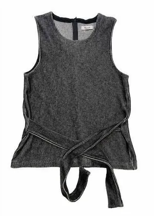 Madewell French Rib Tie Waist Sleeveless Tank Womens M‎ Gray F8390 thumbnail 1