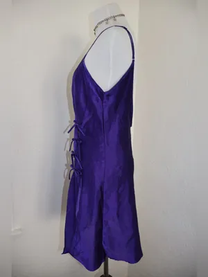 Vintage Fredericks of Hollywood Liquid Satin Lingerie Slip Small Deep Purple thumbnail 6
