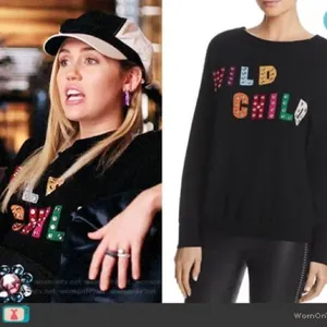 Alice + Olivia‎ Bao Wild Child Black Embellished Wool Sweater ASO Miley Cyrus XS thumbnail 2