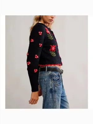 FREE PEOPLE NWT Nonna Knit Cardi / Midnight Bloom Combo thumbnail 3