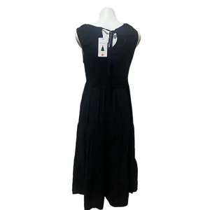 ZESICA Maxi Dress Womens Size L Black Sleeveless High Neck Tie-Back Long thumbnail 7
