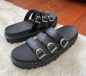 Dr Martens Blaire Leather Slip On Black Platform Sandals NIB thumbnail 1