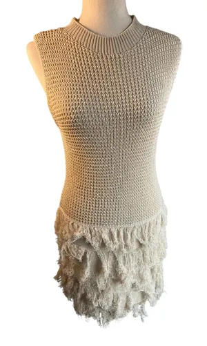 Womens Beige Fringe Tank Top Size S thumbnail 1