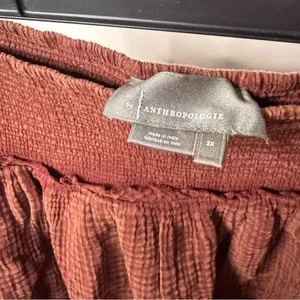 Anthropologie Cotton Gauze Smocked Mini Skirt and Top Set Brick Red Brown thumbnail 6