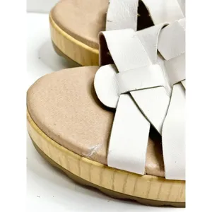 Dr. Scholl’s Sandals Size 9.5 White Leather Open‎ Toe Platform Shoes Buckle thumbnail 8