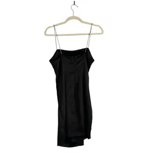 Zara Satin mini slip dress Rhinestones Jewel straps Black Size M party glam chic thumbnail 5