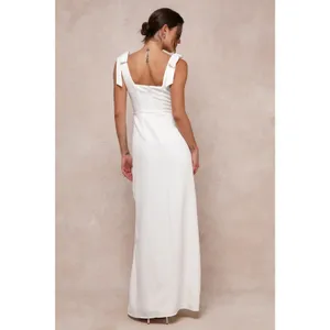 Lulus Your Sweetie White Tie-Strap Column Maxi Dress Long Wedding Holiday Medium thumbnail 3