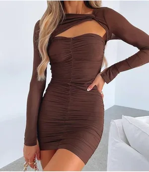 White Fox Boutique Chocolate Brown Been A Minute Mini Dress thumbnail 1