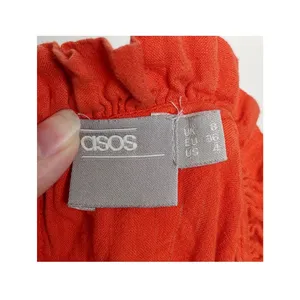 ASOS Burnt Orange Mini Dress Smocked Corset Waist Long Sleeve Cotton‎ S Pumpkin thumbnail 13