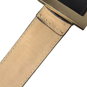 Michael Kors Black Leather Belt Gold Zipper Detail Fashion Buckle Size L Flaw thumbnail 8