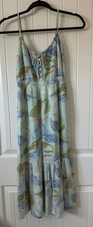 Abercrombie & Fitch Floral Midi‎ Dress Button Front Casual Summer XXS Petite thumbnail 1