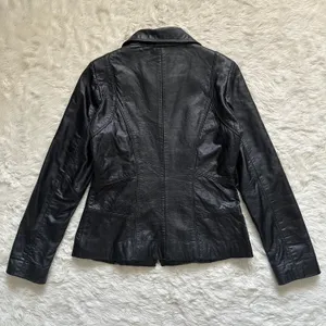 Avanti Jacket Genuine Leather Full Zip Up Collared Vintage Black S thumbnail 3