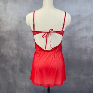 Very Sexy Chemise Nightie Slip Dress Womens‎ 10 Red Sheer Whimsy Fairy Dainty thumbnail 4