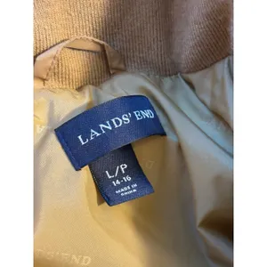 Lands End Tan‎ Quilted Puffer Jacket with Detachable Hood Petite Large 14-16 thumbnail 7