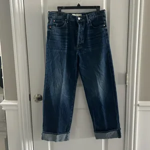 MOTHER Lil Spitfire Nerdy Cuff Wide Jean Blue Size 28 thumbnail 3