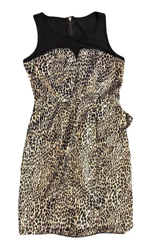 Leopard Print Sleeveless Sheath Dress with Black Yoke thumbnail 1