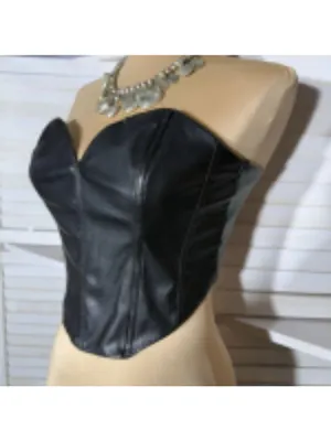 H&M Divided Bandeau Corset Top Black Leather Size Small thumbnail 8