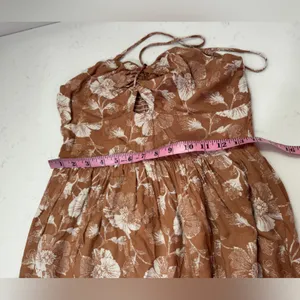 Pink Lily 100% viscose Strapless Floral Dress - Brown and Cream thumbnail 8