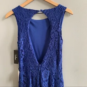 NWT Lulu’s Lace Overlay Royal Blue Dress Gown Size Small thumbnail 5